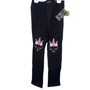 Vigoss Kids Black flowers Embroidered Leggings 6